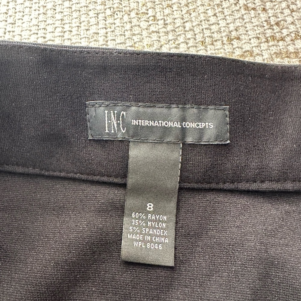 INC INTERNATIONAL CONCEPTS Black Stretch Silver Studded Mini Skirt | Size 8 - Picture 6 of 8